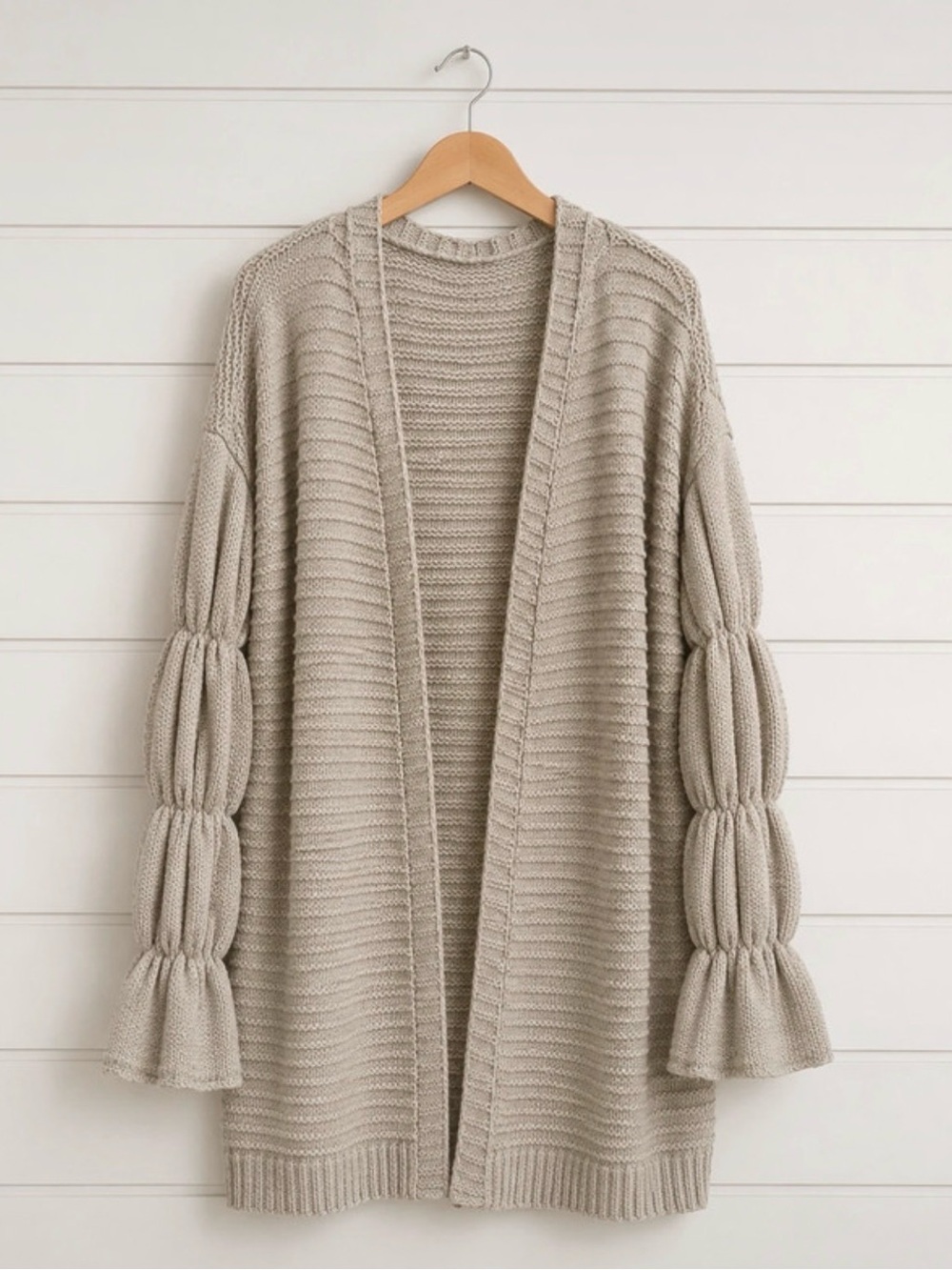 Gray statement Balloon-Sleeve Cardigan